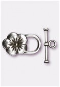 Fermoir en T grande fleur 25x20 mm argent vieilli x1