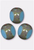 Perle 3-cut picasso 10 mm blue turquoise x6