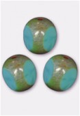Perle 3-cut picasso 10 mm green turquoise x6