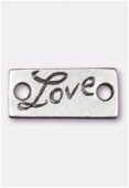 Breloque en métal love 2 trous 18x8 mm argent vieilli x2
