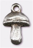 Breloque en métal champignon 14x9 mm argent vieilli x2