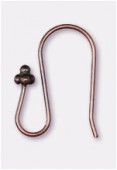 Crochet d'oreille 4 boules 18 mm cuivre x2