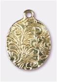 Breloque en métal bouquet de fleurs 24x17 mm or x1