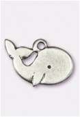 Breloque en métal baleine 15x9 mm argent vieilli x2