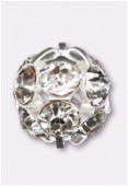 Boule strass 18 mm crystal / argent x1