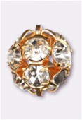 Boule strass 18 mm crystal / or x1