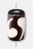 Perle en os tube yin yang 12x6 mm x2