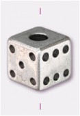 Dé en résine métallisée 12.5 mm argent x2