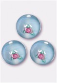Ronde fleurie 10 mm aqua x1