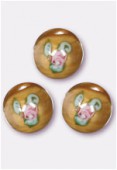 Ronde fleurie 10 mm light brown x1