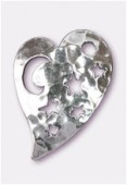 Argent 925 breloque coeur martelé 23x16 mm x1