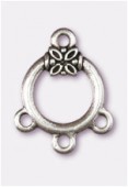 Chandelier Fleur 3 rangs 20x13 mm argenté vieilli x2