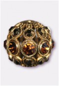 Boule strass 13 mm smoke topaz dorado / or x1