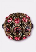 Boule strass 13 mm burgundy padparascha / or x1
