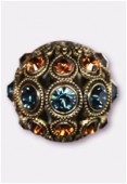 Boule strass 13 mm montana smoked topaz / or x1