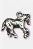 Breloque en métal cheval 18x16 mm argent vieilli x1