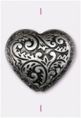 Coeur en résine 22x25 mm argent vieilli x1