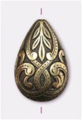 Goutte baroque en résine 26x18 mm bronze x1