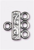 Argent 925 barrette 3 anneaux 11x3 mm x1