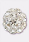 Boule strass snowball 28 mm crystal / argent x1