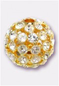 Boule strass snowball 35 mm crystal / or x1