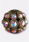 Boule strass 13 mm crystal AB / or x1