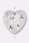 Coeur en acrylique 10 mm crystal mat / argent x1