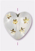 Coeur en acrylique 10 mm crystal mat / or x1