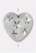 Coeur en acrylique 14 mm crystal mat / argent x1