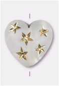 Coeur en acrylique 14 mm crystal mat / or x1