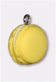 Breloque en résine macaron 16 mm citron x1