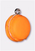 Breloque en résine macaron 16 mm orange x1