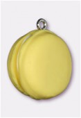 Breloque en résine macaron 22 mm citron x1