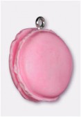 Pendentif en résine macaron 35 mm rose x1