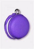 Breloque en résine macaron 16 mm violette x1