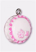 Breloque en résine gâteau rose 16x10 mm x1