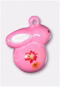 Grelot en métal lapin rose 20x15 mm x1