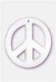 Breloque en nacre peace & love 14 mm blanc x 1