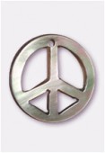 Breloque en nacre peace & love 14 mm gris x 1