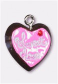 Breloque en résine coeur sweet hear 18x16 mm x1