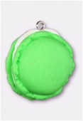 Pendentif en résine macaron 35 mm pistache x1