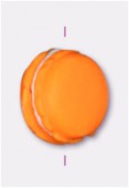 Perle en résine macaron 16 mm orange x1
