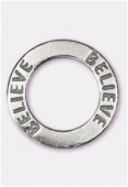 Argent 925 intercalaire anneau believe 22 mm x1