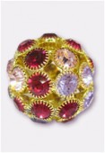 Boule strass snowball 28 mm mix rose / or x1