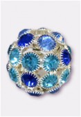 Boule strass snowball 28 mm mix bleu / argent x1