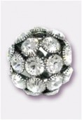 Boule strass snowball 28 mm crystal / hematite x1