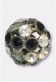 Boule strass snowball 28 mm mix jet / hematite x1
