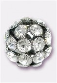 Boule strass snowball 20 mm crystal / hematite x1