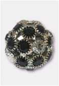 Boule strass snowball 20 mm mix jet / hematite x1
