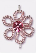 Pendentif rocaille fleur A 25 mm pink / fuchsia x1